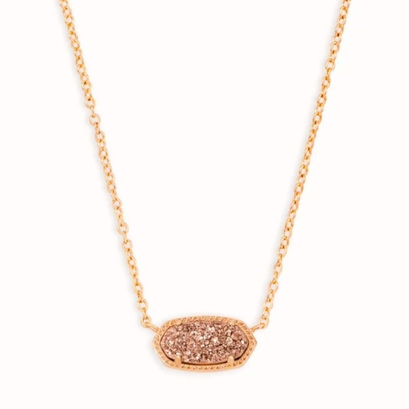 Kendra Scott Elisa Rose Gold Drusy Extended Length Pendant - Picture 1 of 7